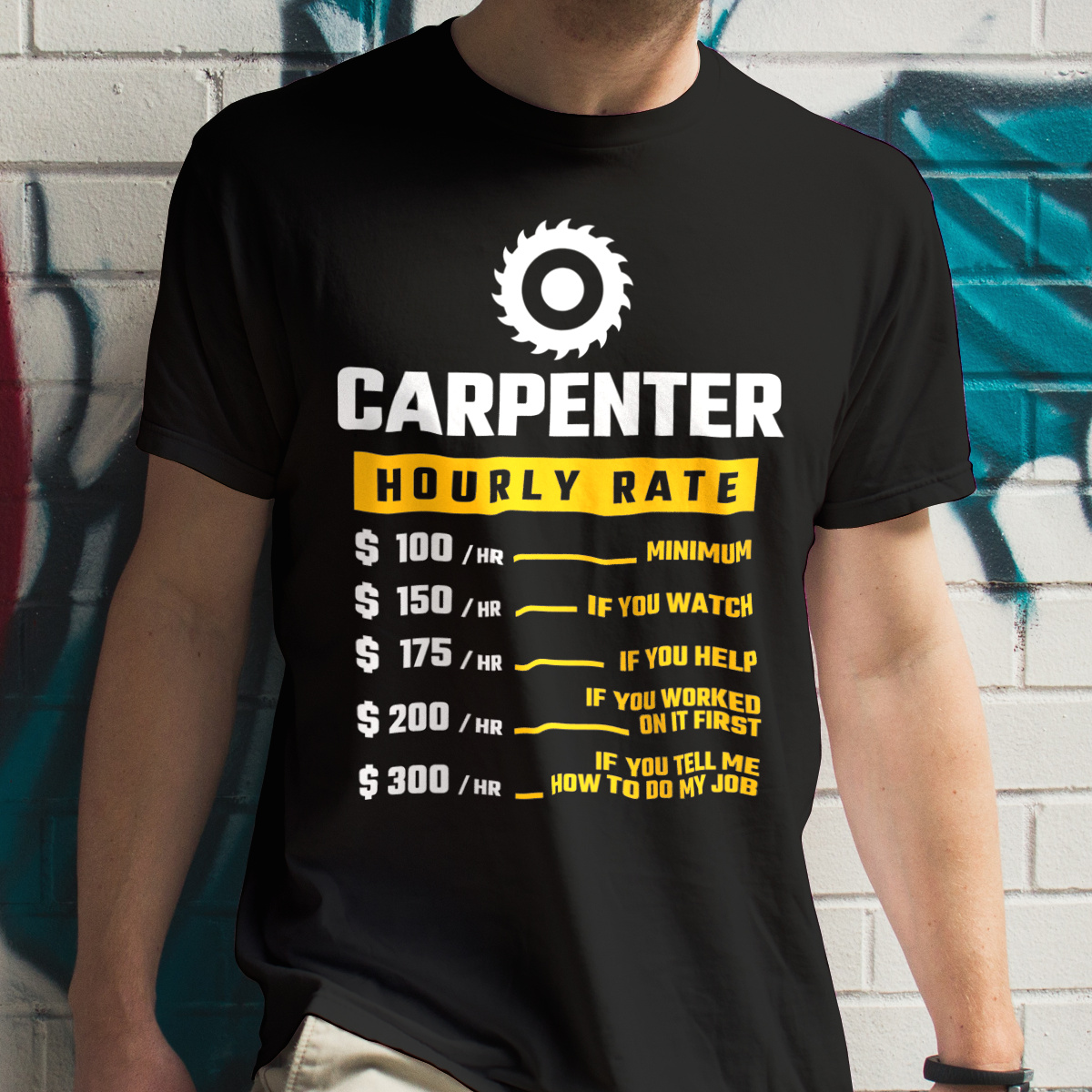 Hourly Rate Carpenter - Męska Koszulka Czarna