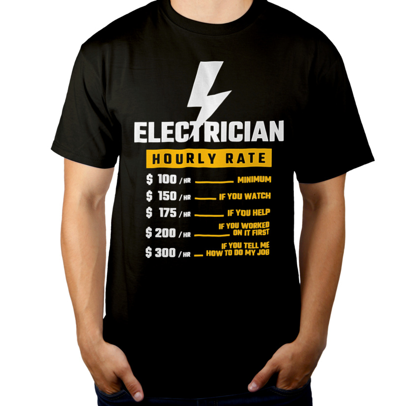 Hourly Rate Electrician - Męska Koszulka Czarna
