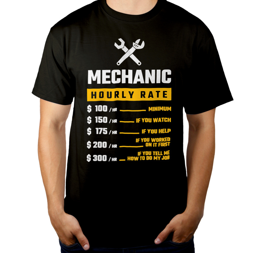 Hourly Rate Mechanic - Męska Koszulka Czarna