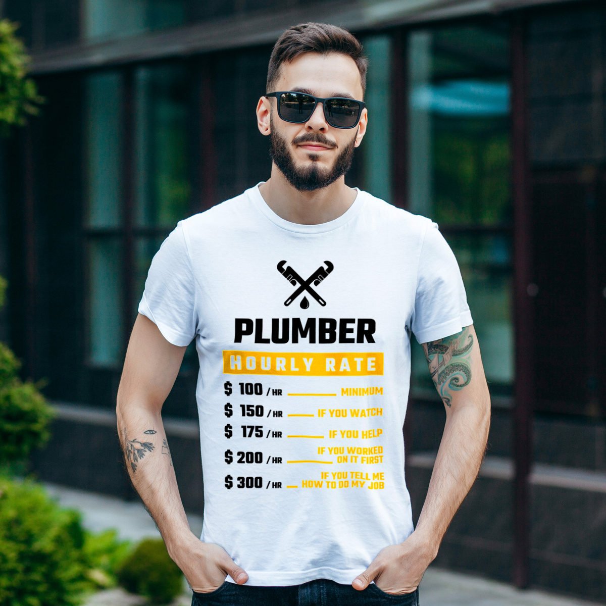 Hourly Rate Plumber - Męska Koszulka Biała