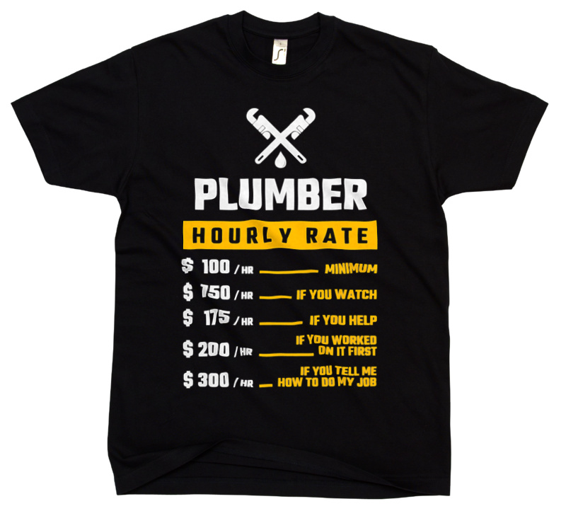 Hourly Rate Plumber - Męska Koszulka Czarna