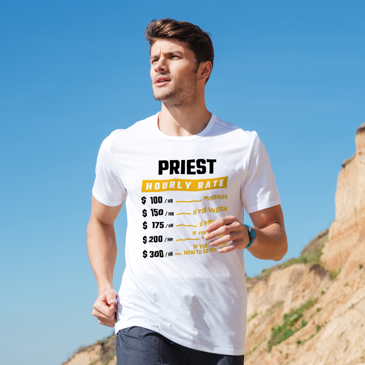 Hourly Rate Priest - Męska Koszulka Biała