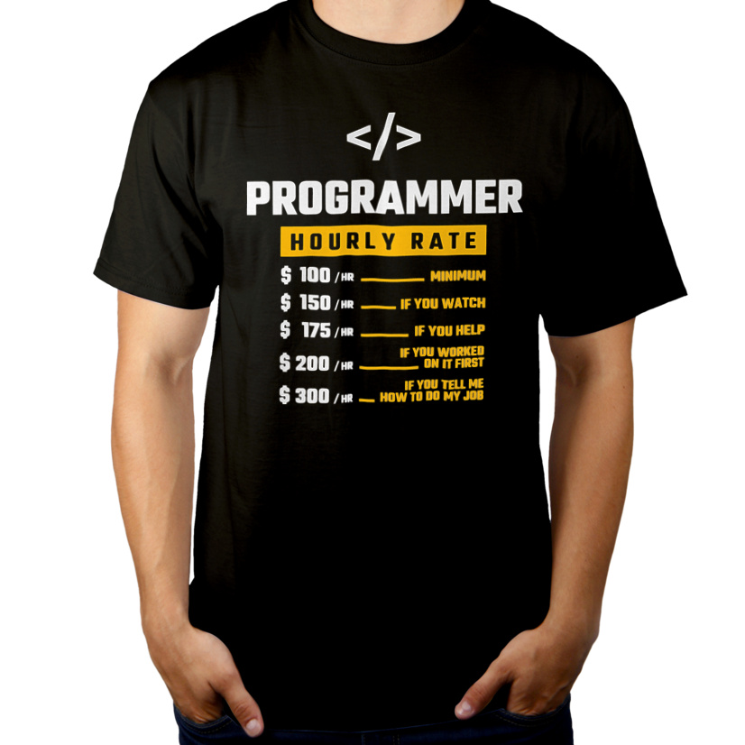Hourly Rate Programmer - Męska Koszulka Czarna