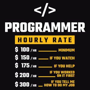 Hourly Rate Programmer - Męska Koszulka Czarna