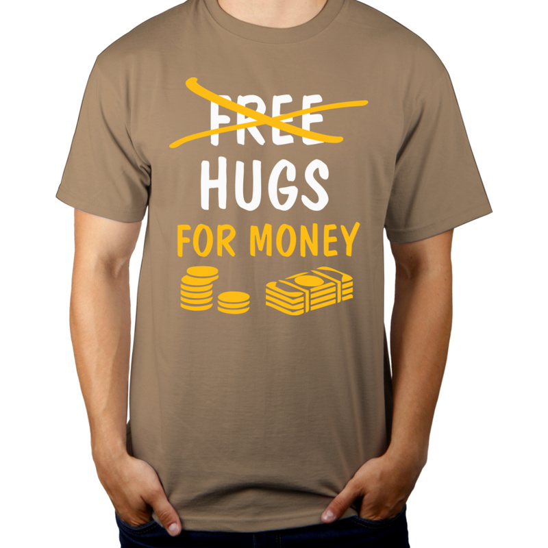 Hugs For Money - Męska Koszulka Jasno Szara