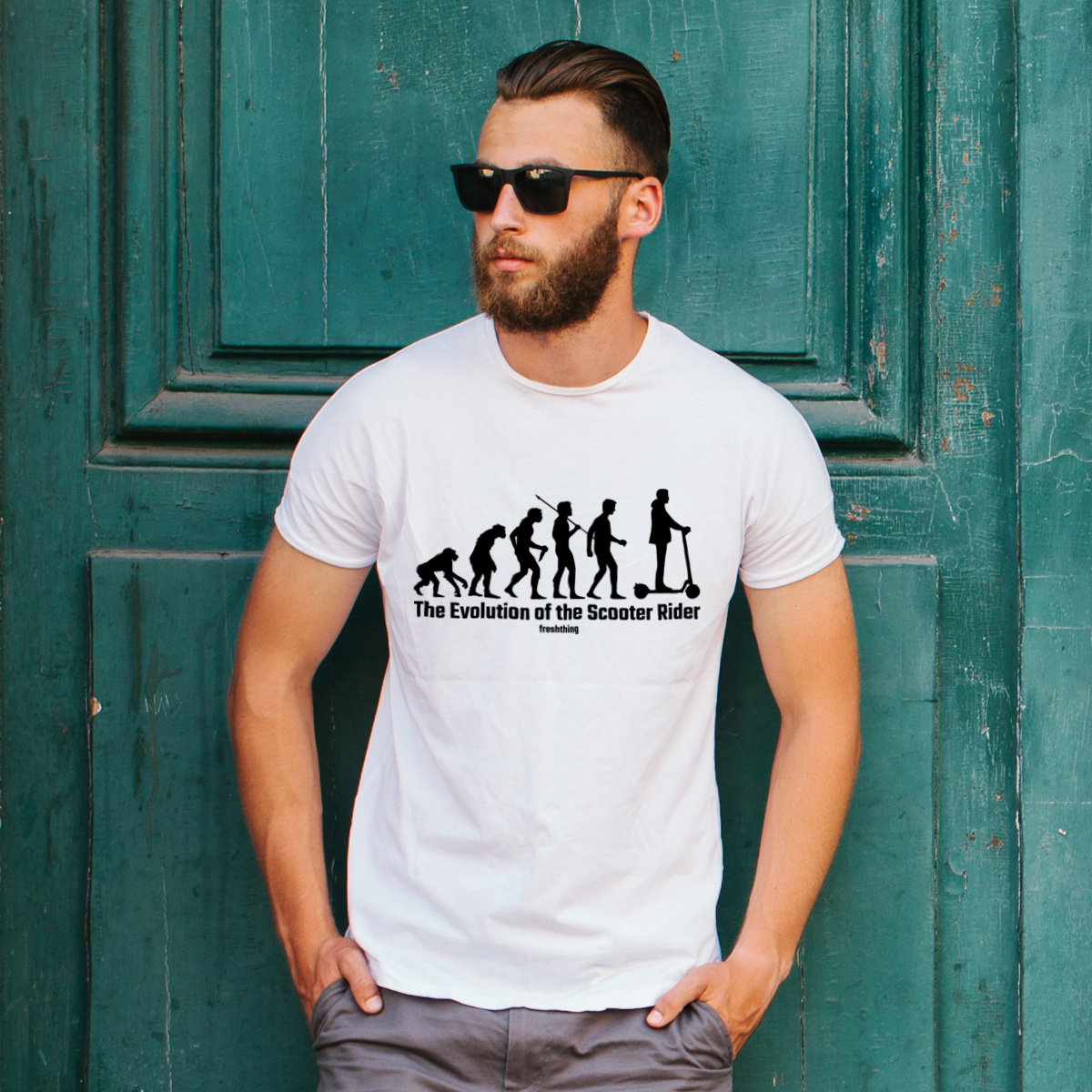Hulajnoga Ewolucja - Męska Koszulka Biała