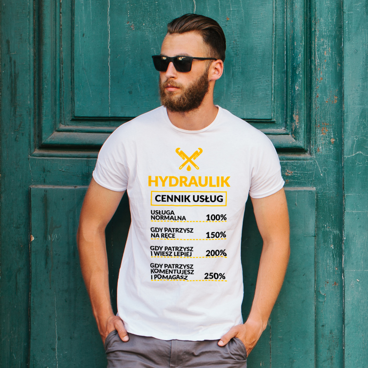 Hydraulik - Cennik Usług - Męska Koszulka Biała