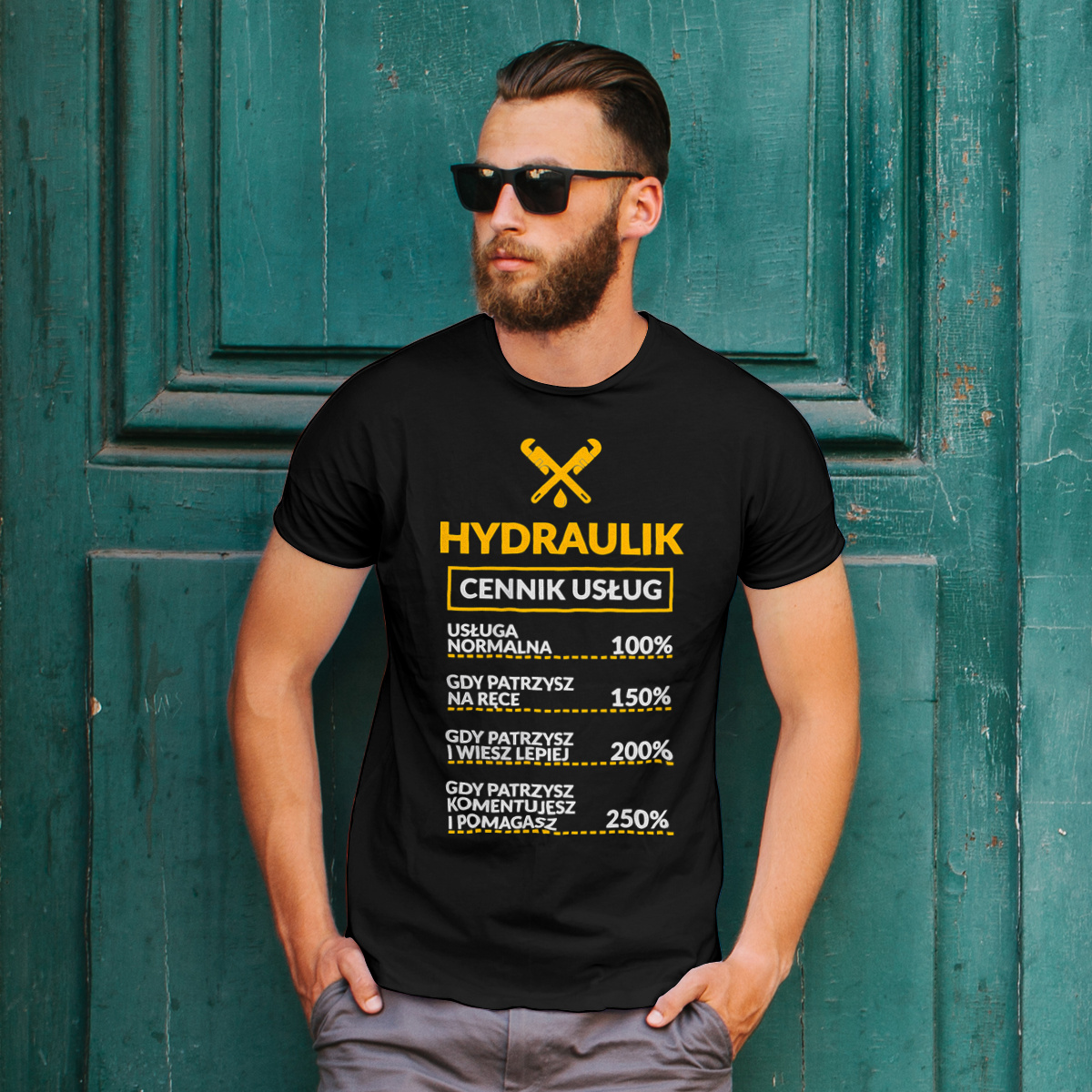 Hydraulik - Cennik Usług - Męska Koszulka Czarna
