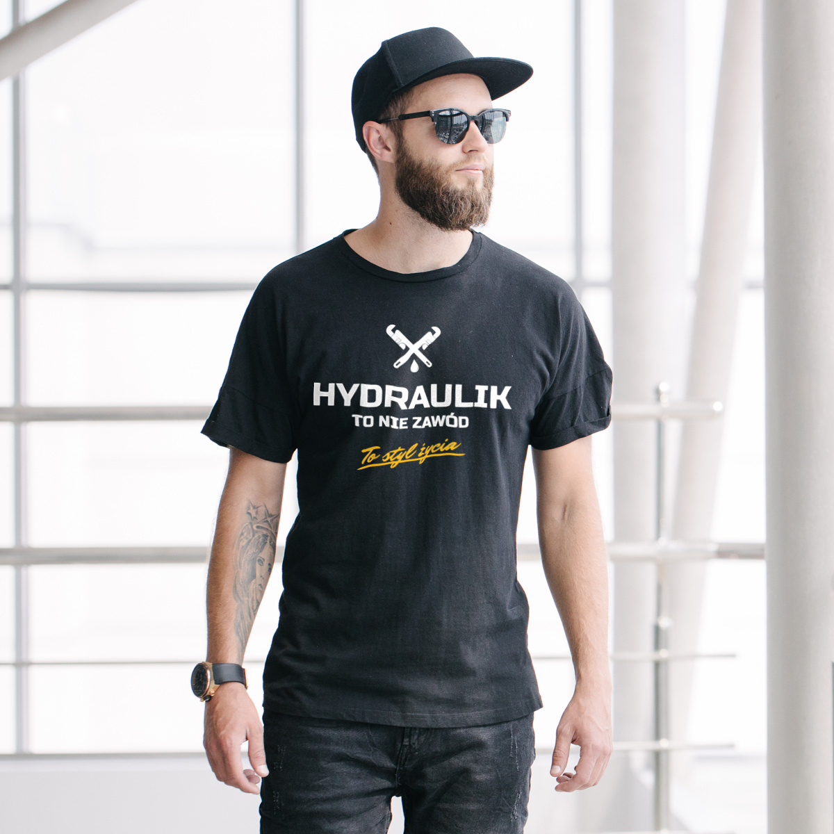 Hydraulik To Nie Zawód - To Styl Życia - Męska Koszulka Czarna