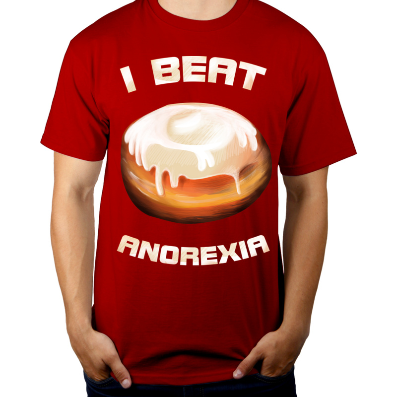 I Beat Anorexia - Męska Koszulka Czerwona
