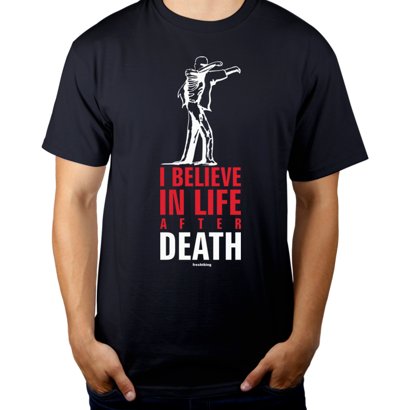I Believe In Life After Death - Zombie - Męska Koszulka Ciemnogranatowa