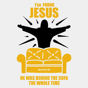 I Found Jesus Behind The Sofa - Męska Koszulka Biała