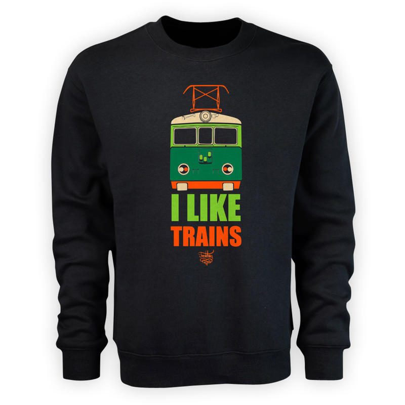 I Like Trains - Męska Bluza Czarna