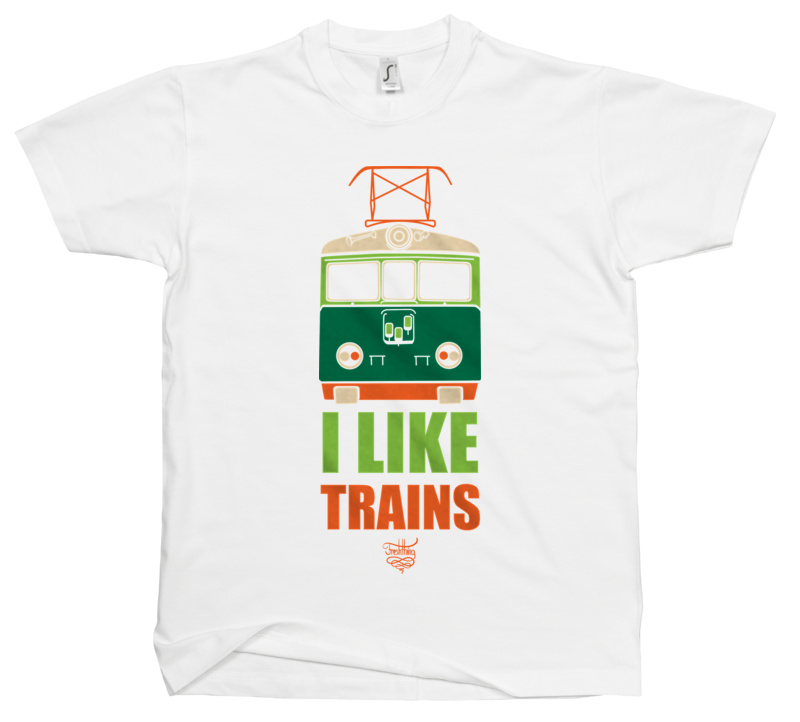 I Like Trains - Męska Koszulka Biała