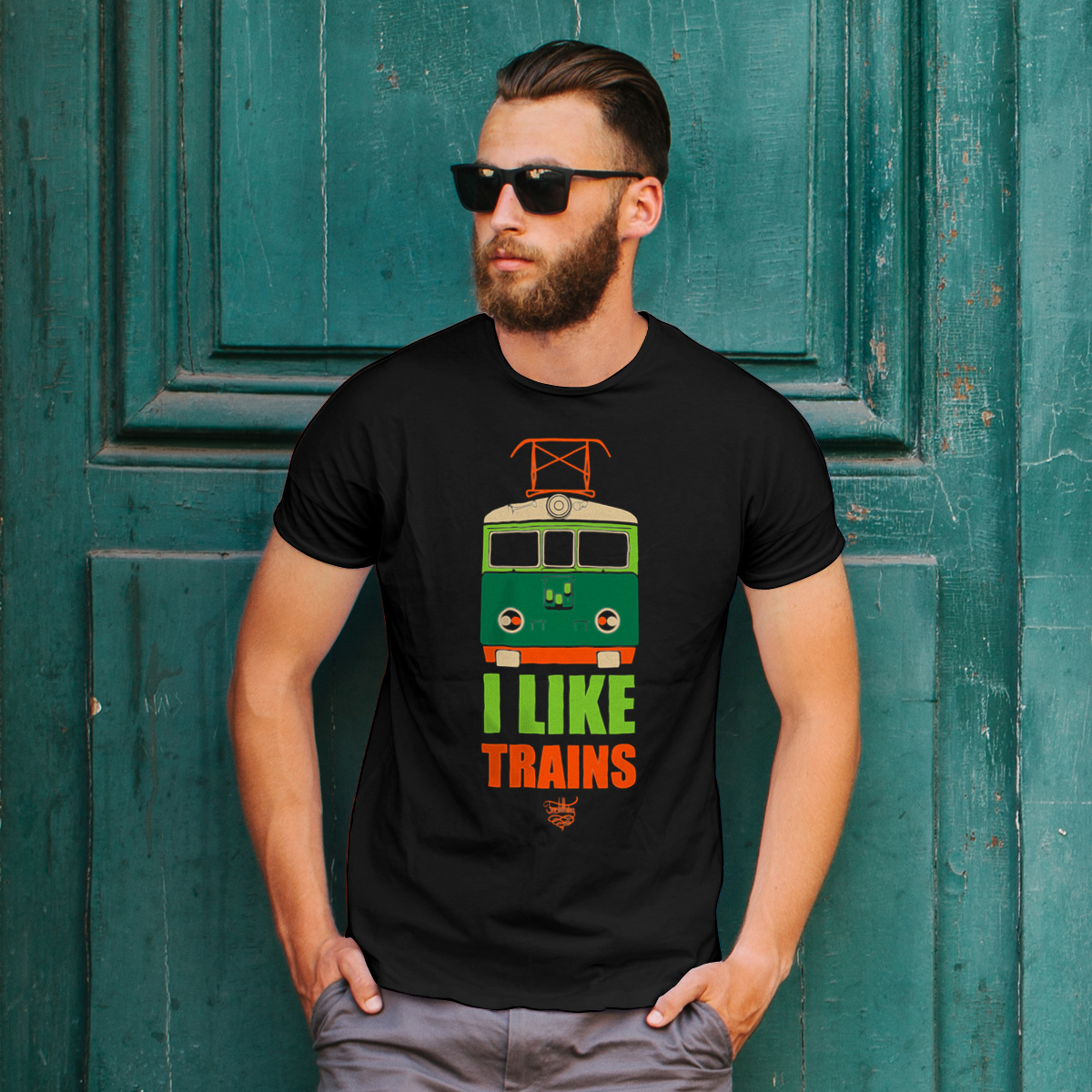 I Like Trains - Męska Koszulka Czarna