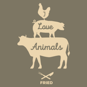 I Love Animals Fired - Męska Koszulka Khaki