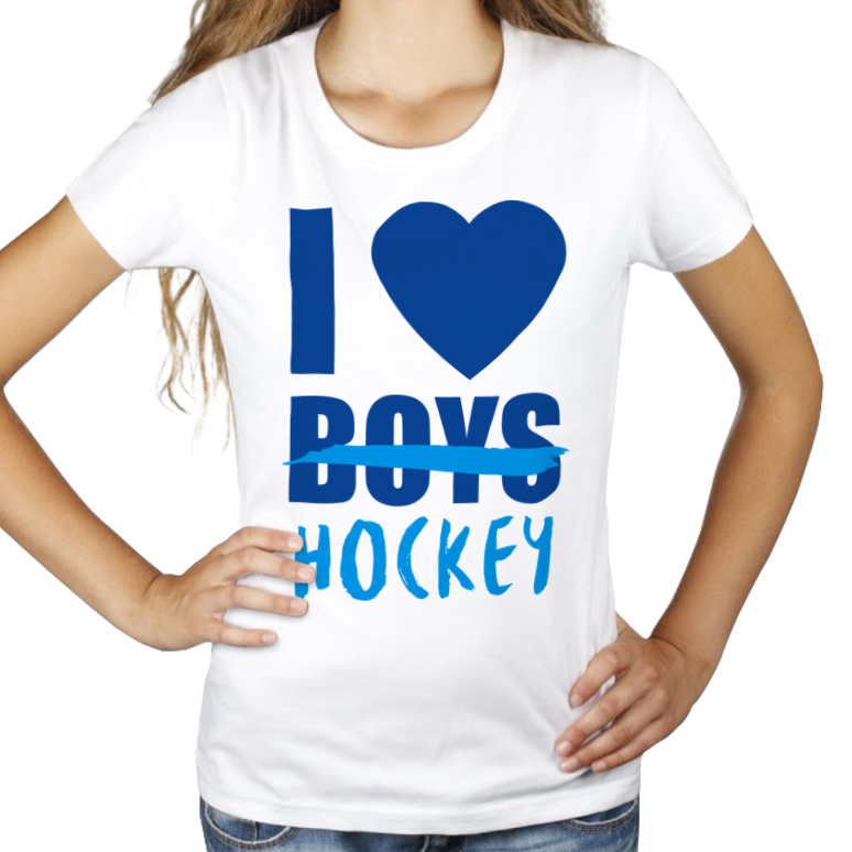 I Love Hockey - Damska Koszulka Biała