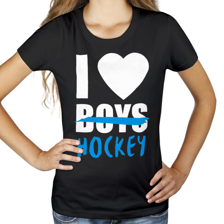 I Love Hockey - Damska Koszulka Czarna