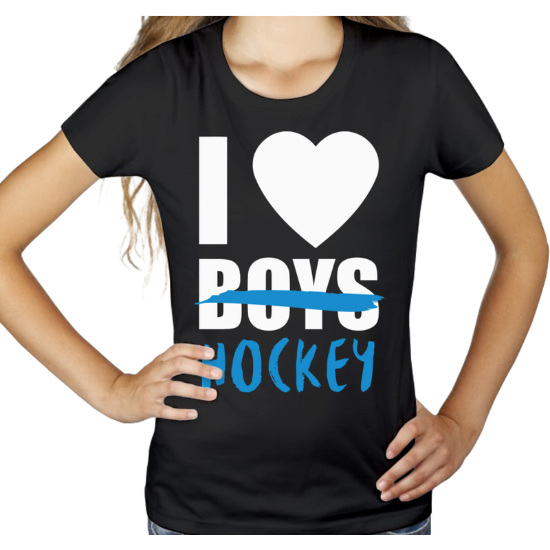 I Love Hockey - Damska Koszulka Czarna