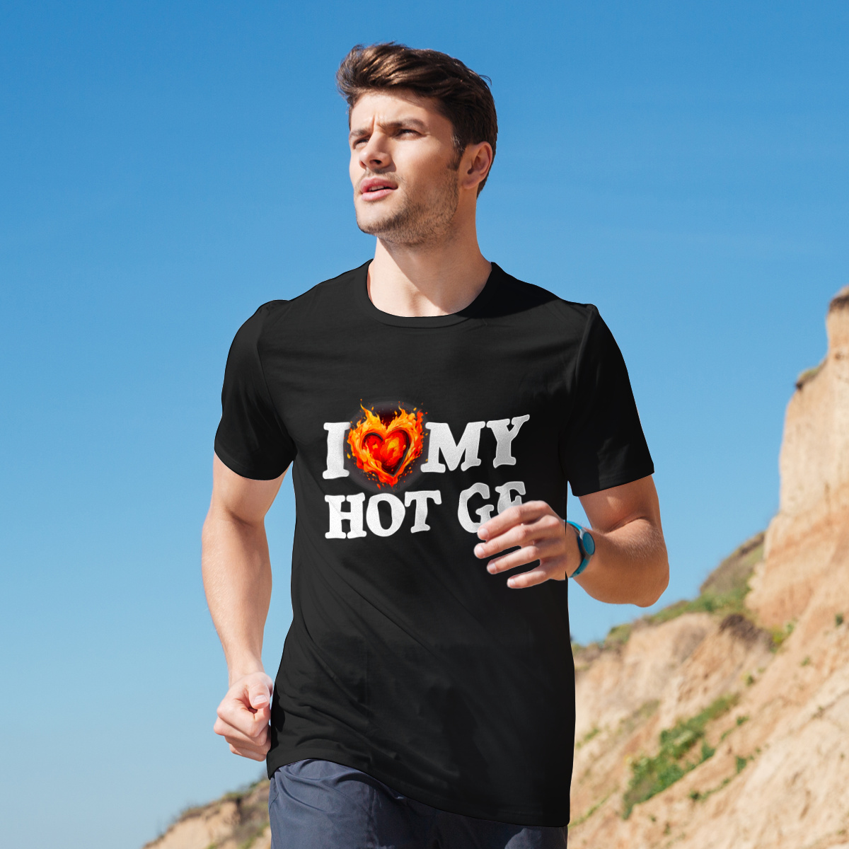 I Love My Hot GF - Męska Koszulka Czarna