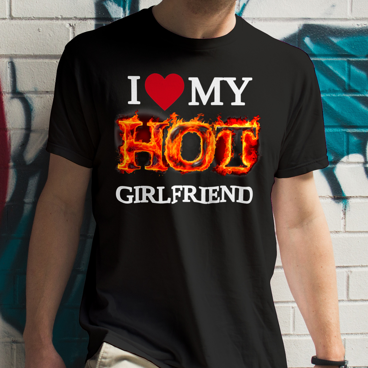 I Love My Hot GF 2 - Męska Koszulka Czarna