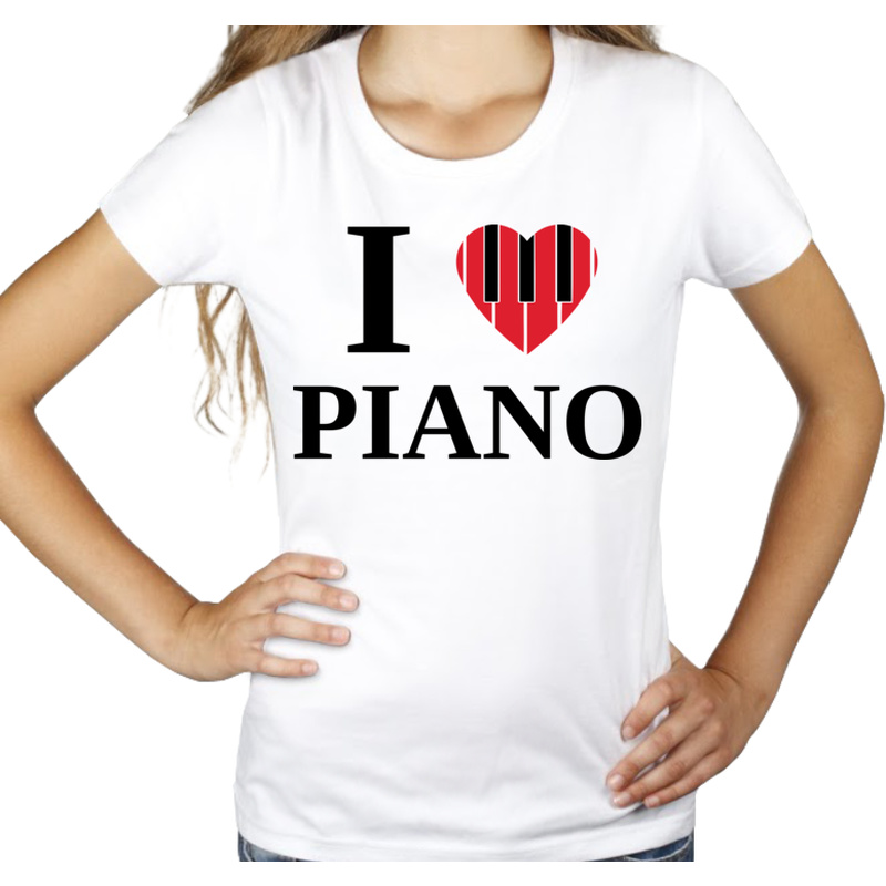 I Love Piano - Damska Koszulka Biała