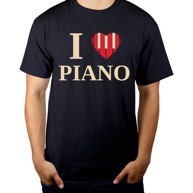 I Love Piano - Męska Koszulka Ciemnogranatowa