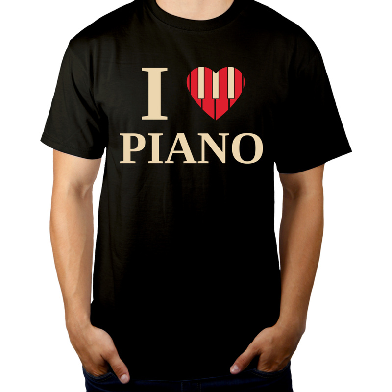 I Love Piano - Męska Koszulka Czarna