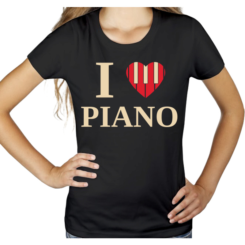 I Love Piano - Damska Koszulka Czarna