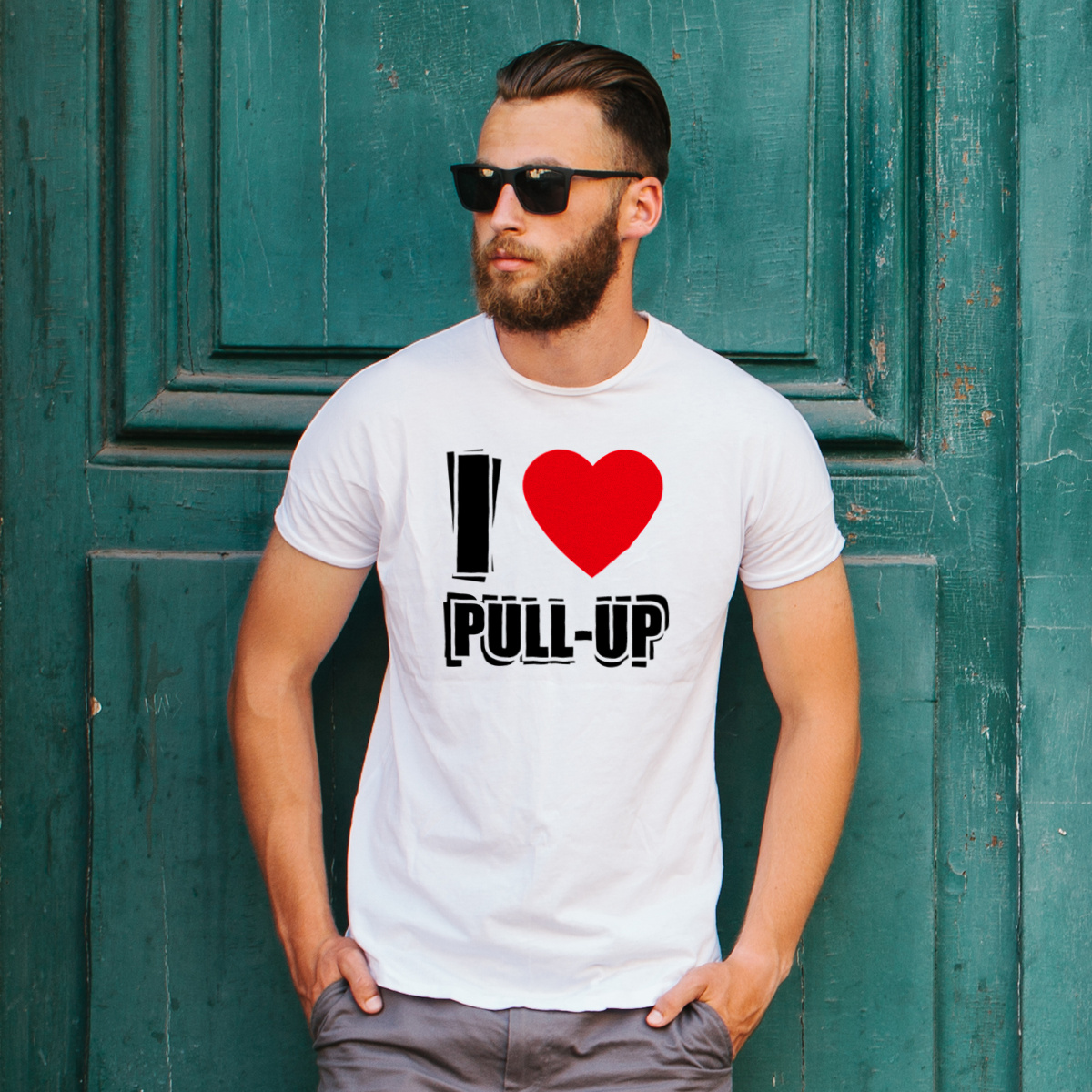 I Love Pull-Up - Męska Koszulka Biała