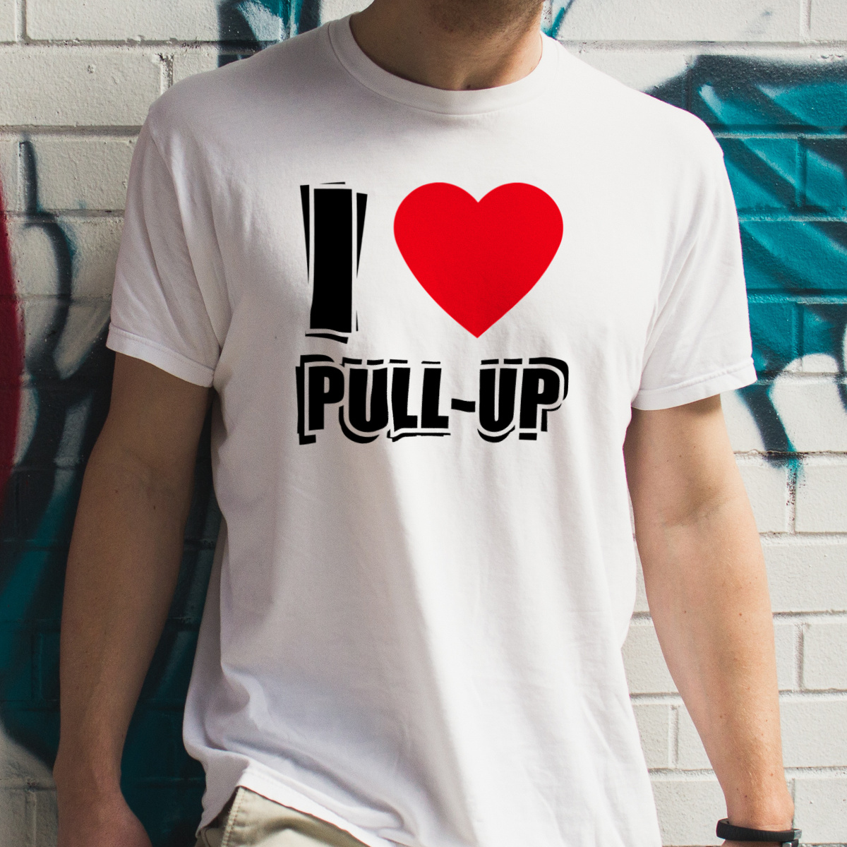 I Love Pull-Up - Męska Koszulka Biała