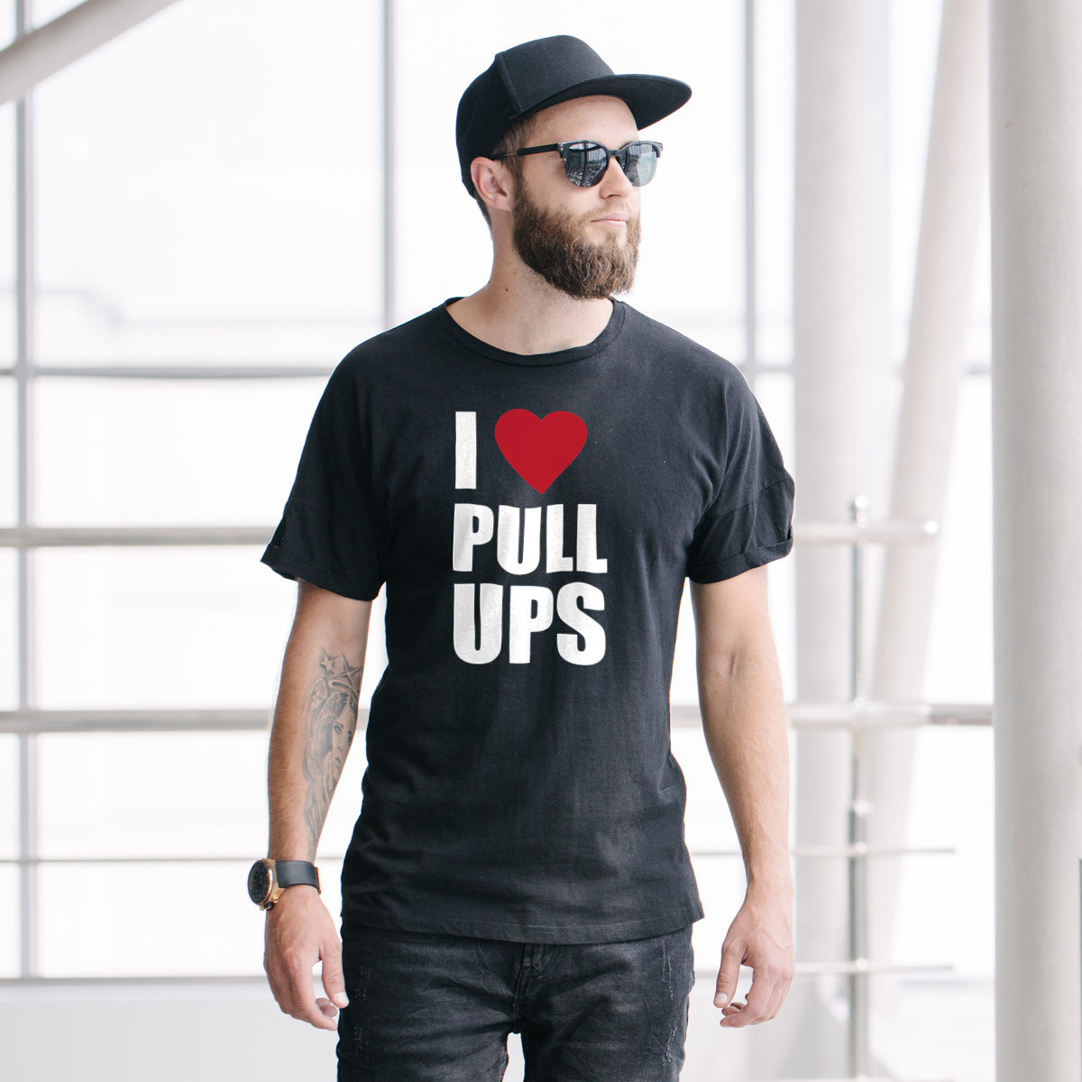 I Love Pull-Ups - Męska Koszulka Czarna