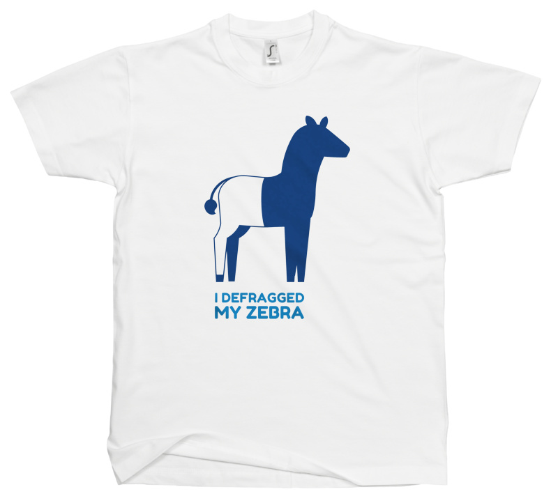 I defragged my zebra - Męska Koszulka Biała
