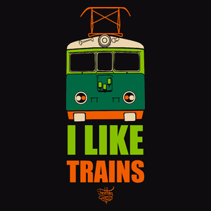 I like trains - Męska Koszulka Czarna