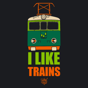 I like trains - Damska Koszulka Czarna