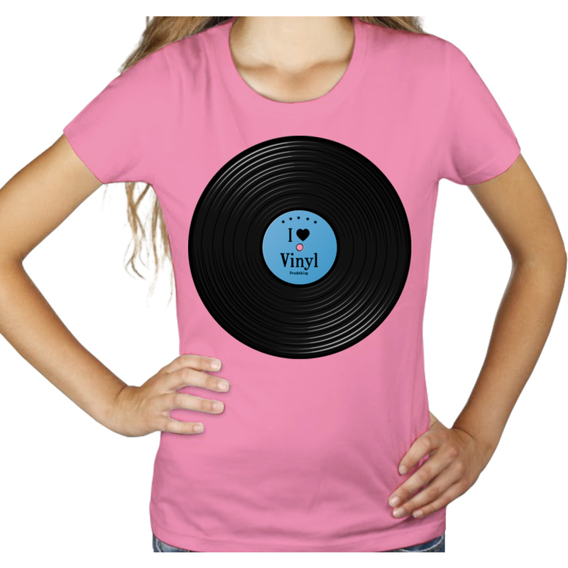 I love Vinyl - Damska Koszulka Różowa