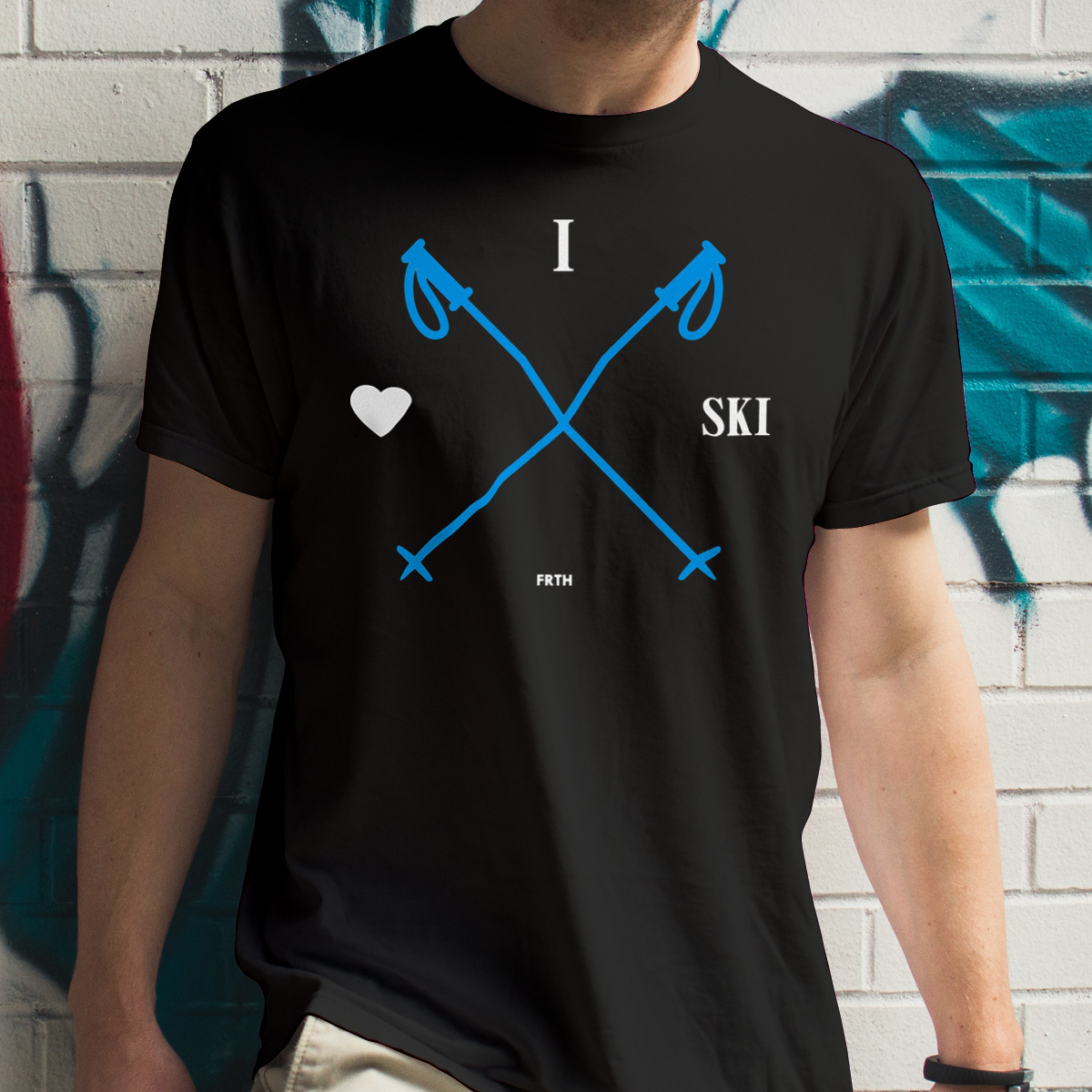I love ski - Męska Koszulka Czarna