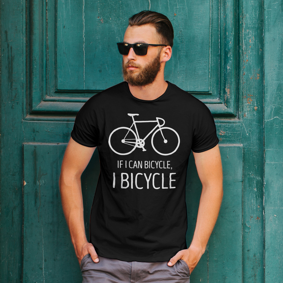 If I can bicycle, I bicycle - Męska Koszulka Czarna