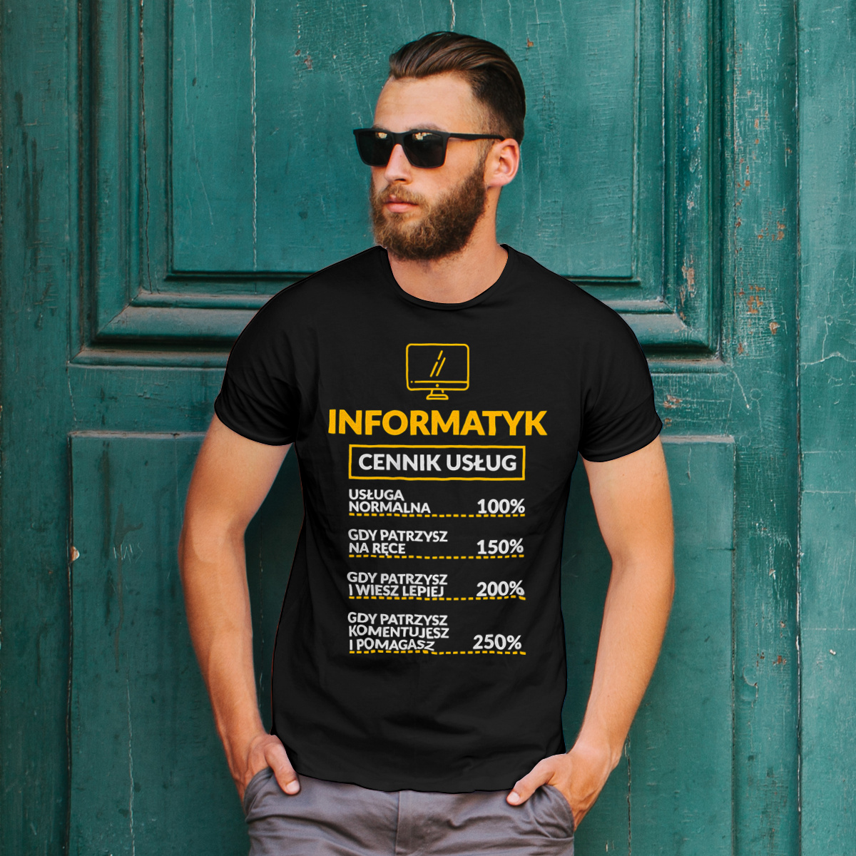 Informatyk - Cennik Usług - Męska Koszulka Czarna
