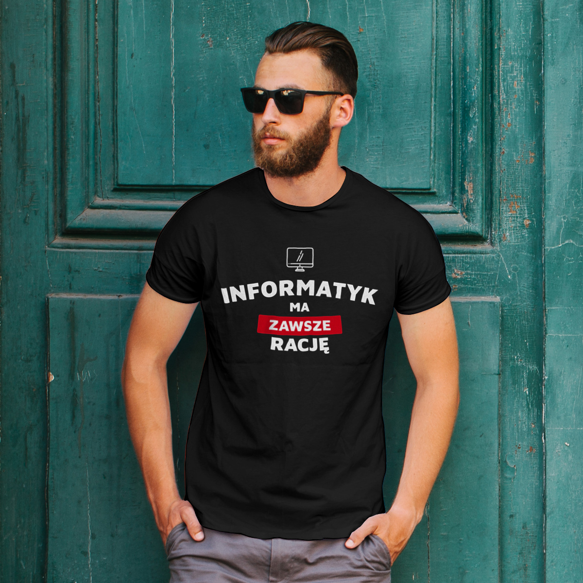 Informatyk Ma Zawsze Rację - Męska Koszulka Czarna