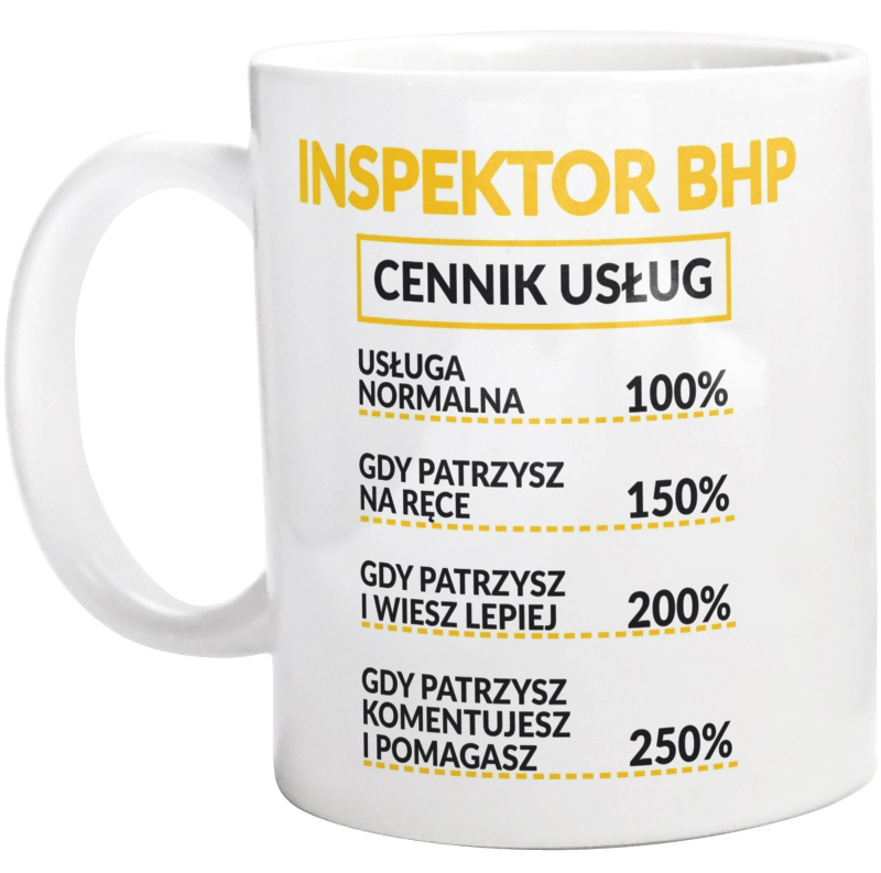 Inspektor Bhp - Cennik Usług - Kubek Biały