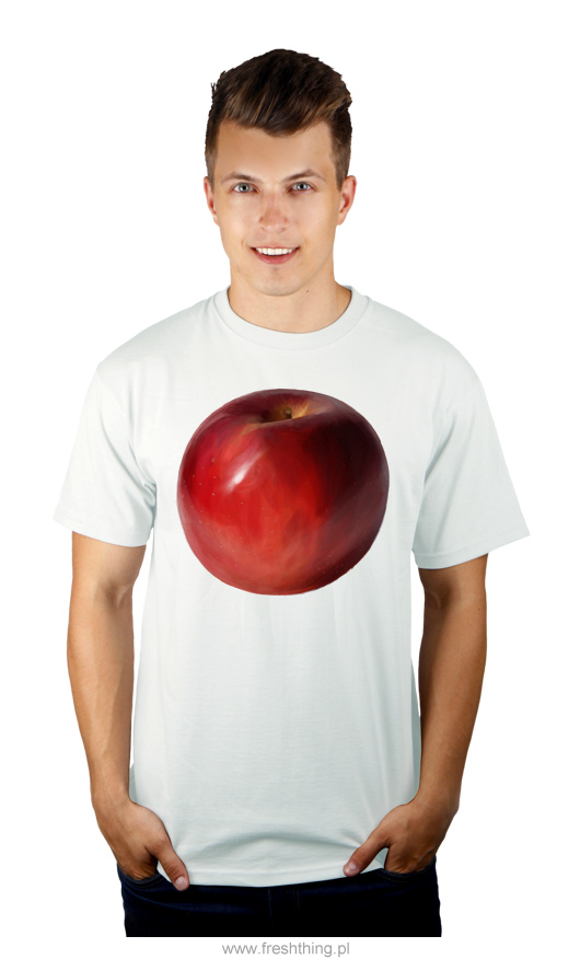 Jabłko - Męska Koszulka Biała