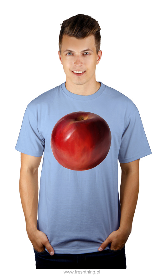 Jabłko - Męska Koszulka Błękitna