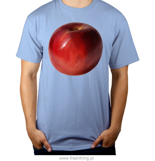 Jabłko - Męska Koszulka Błękitna