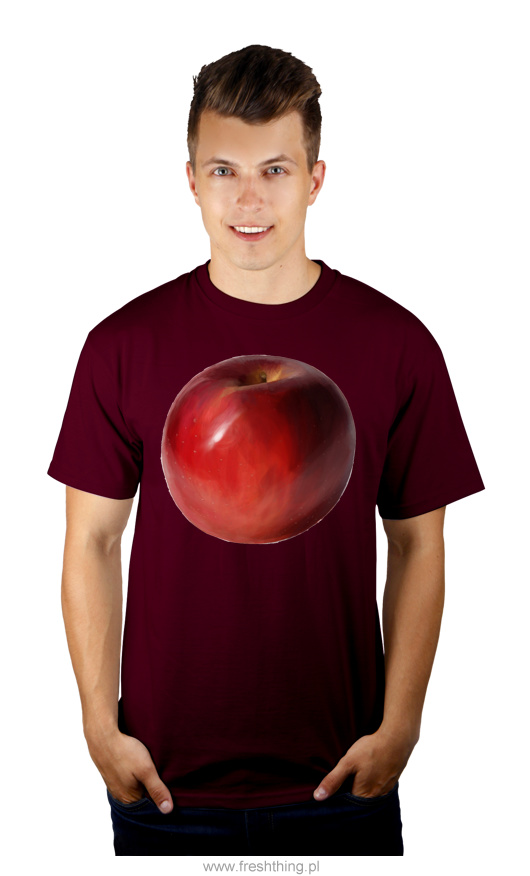Jabłko - Męska Koszulka Burgundowa