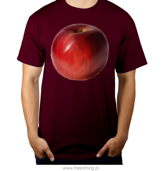Jabłko - Męska Koszulka Burgundowa
