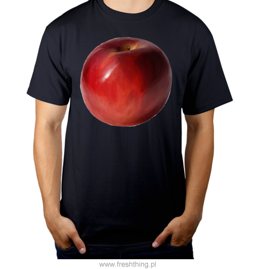 Jabłko - Męska Koszulka Ciemnogranatowa