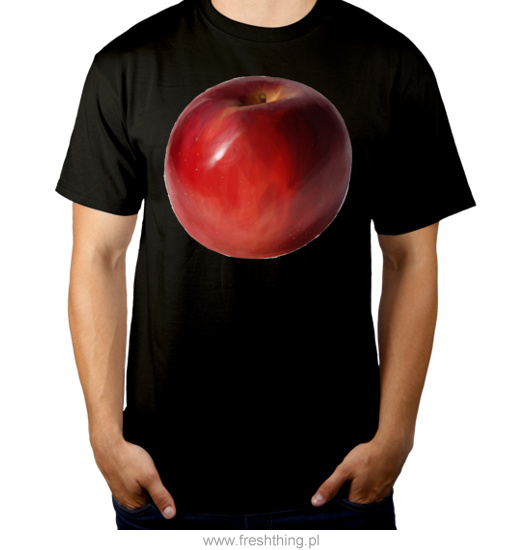 Jabłko - Męska Koszulka Czarna