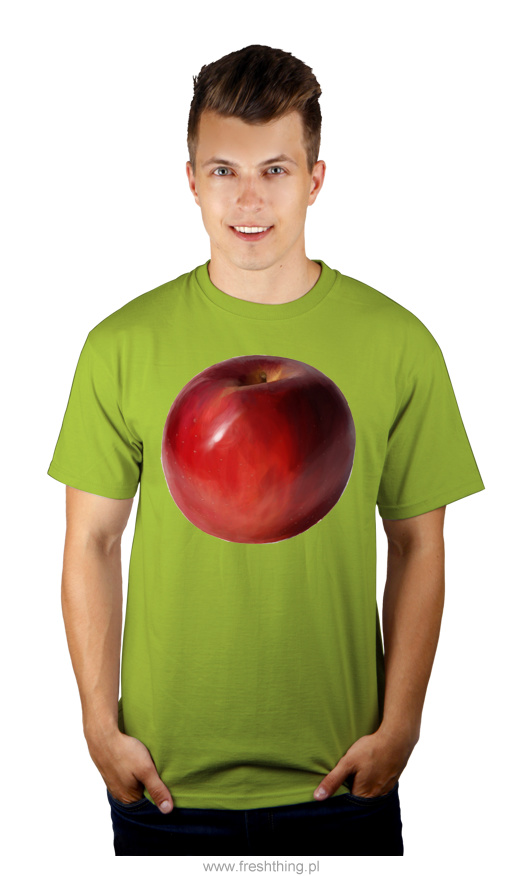 Jabłko - Męska Koszulka Jasno Zielona