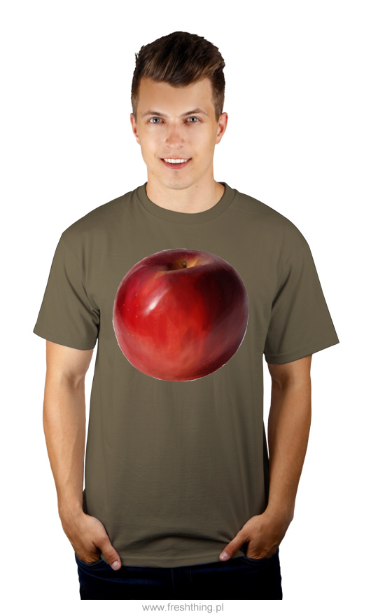 Jabłko - Męska Koszulka Khaki